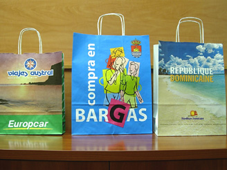 Bolsas de papel con asa rizada Bolsas de papel con asa rizada