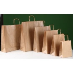 28X16X32 Bolsas take-away de papel con asa rizada