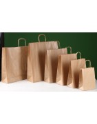 Bolsas de papel celulosa o kraft con asa rizada